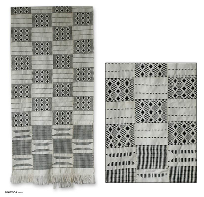Cotton kente cloth scarf, 'Victory' - Cotton kente cloth scarf