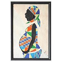 Cotton batik wall art, 'New Generation' - African Folk Art Painting