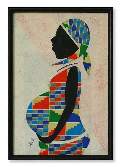 Cotton batik wall art, 'New Generation' - African Folk Art Painting