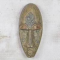 Máscara de madera Akan, 'For Unity' - Máscara de madera africana