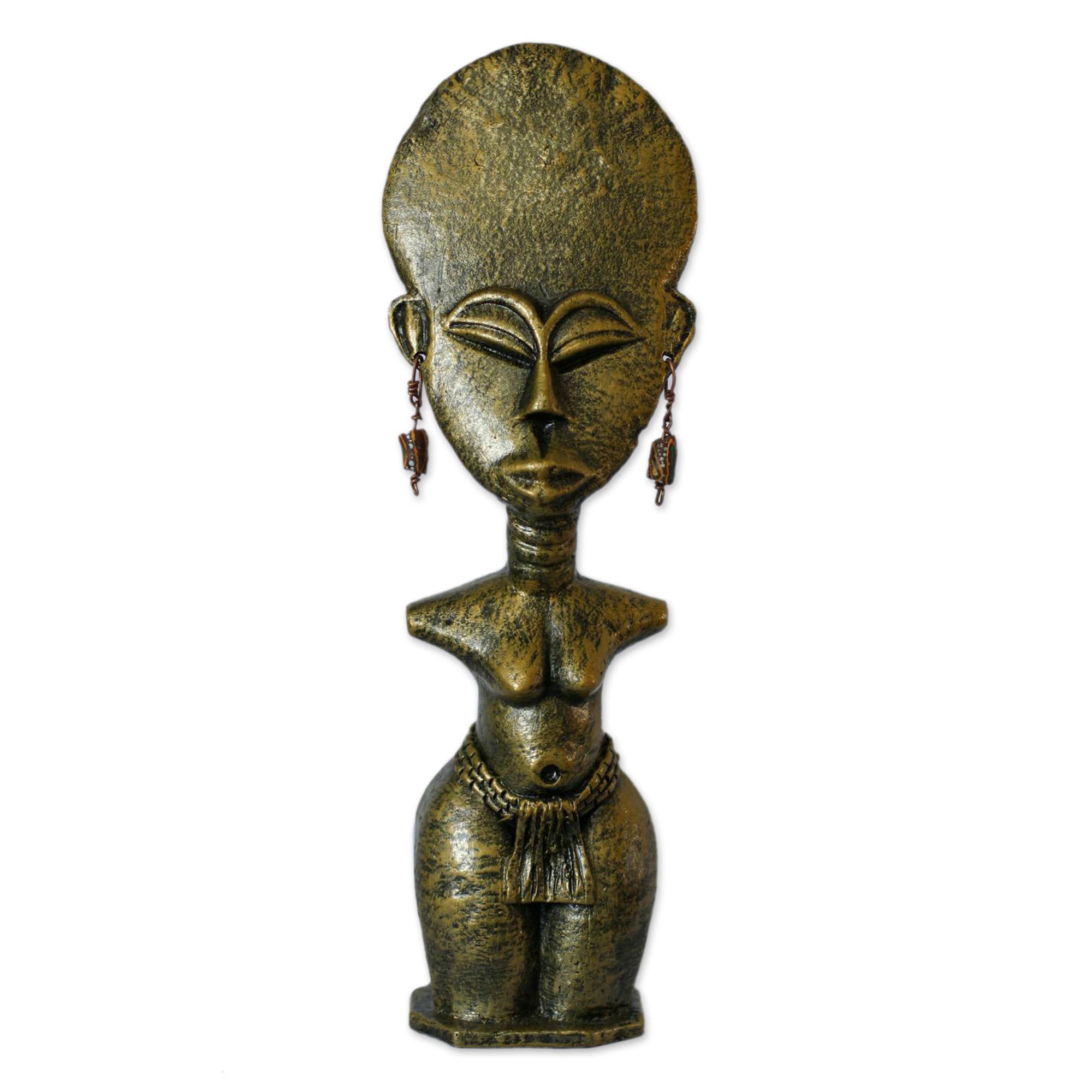 Fair Trade Fertility Doll Ceramic Sculpture from Africa Ashanti