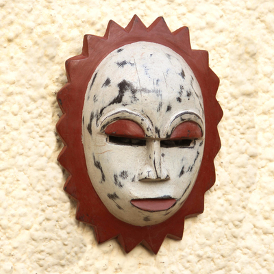 Nigerian wood mask, 'Moon Goddess' - Nigerian Wood Mask
