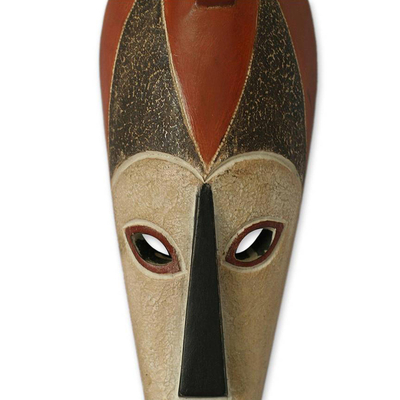 Sudanese wood mask, 'Stand Firm' - Handcrafted Wood Wall Mask