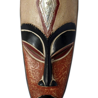 Máscara de madera de Ghana, 'Reina de la Unidad' - Máscara de madera africana única