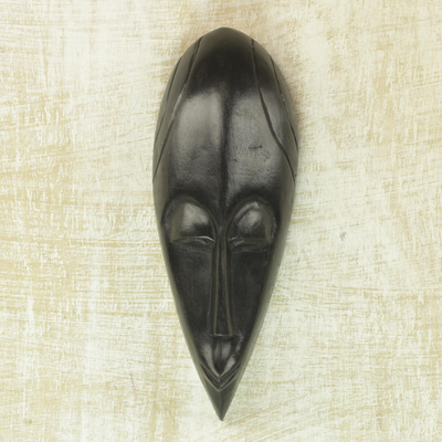 Ashanti wood mask, 'Wonderful' - Artisan Crafted Wood Mask