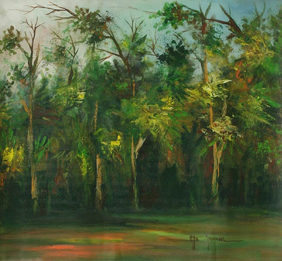 'Bosque' - pintura de paisaje impresionista