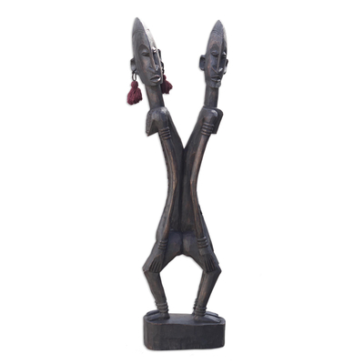 Wood sculpture, 'Dogon Man and Wife' - Wood sculpture