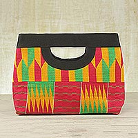 NOVICA Multicolored Cotton Kente Shoulder Bag Legacy 