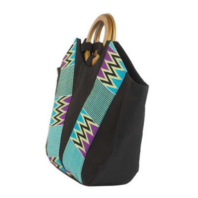 Kente-Einkaufstasche - Kente-Handtasche mit Baumwollgriff aus Afrika
