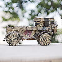 Papier mache figurine, Antique Auto