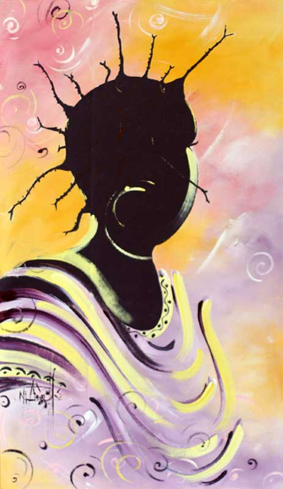'African Hair Style' - Expressionist Portrait Painting
