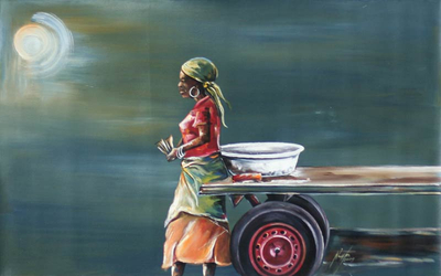 'Trabajo duro' - pintura de retrato africano