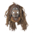 African wood mask, 'Strong Protector' - Handcrafted African Wood and Jute Mask from Ghana