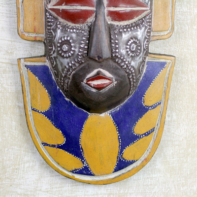 Ghanaian wood mask, 'Fisherman' - Unique African Wood Mask