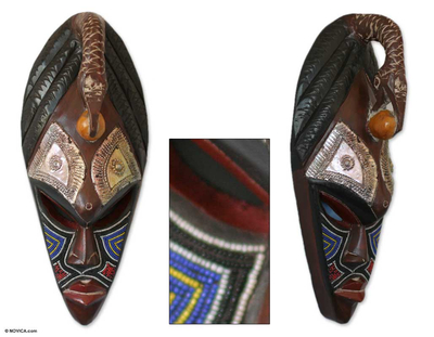Nigerian wood mask, 'Harvest Guardian' - Nigerian wood mask