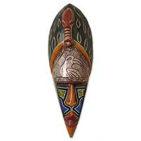 Ghanaian wood mask, 'Timeless Protector' - African wood mask