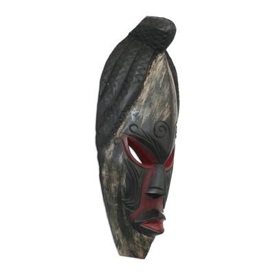 Ghanaian mask, 'Akan Muse' - Unique African Wood Mask