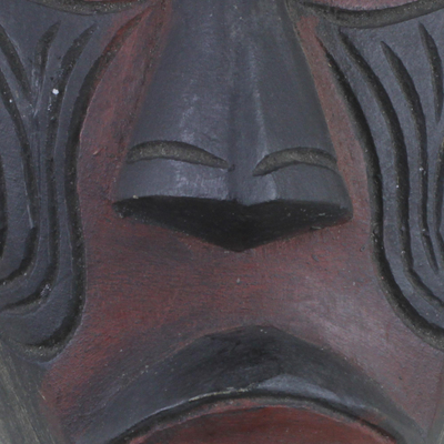 Ghanaian mask, 'Akan Muse' - Unique African Wood Mask