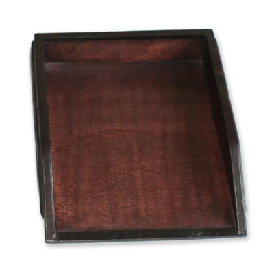 Leather desk tray, 'Paper House' - Handmade Leather Desk Tray