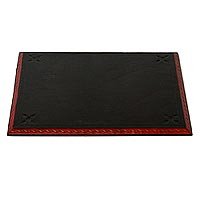 Leather desk pad, 'Message from Africa'