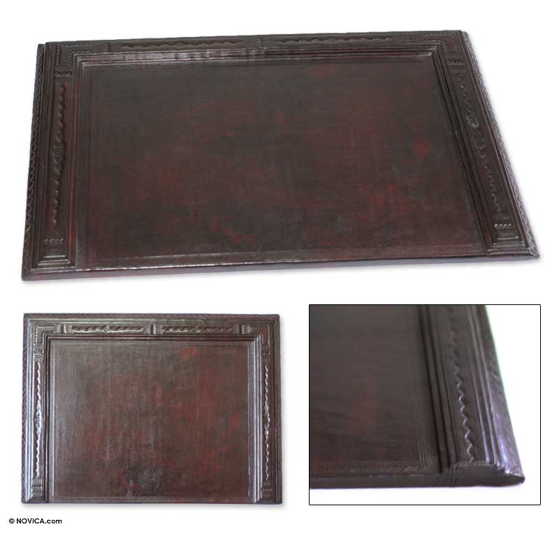 Leather Desk Pad African Legacy Novica, Tooled Leather Desk Pad