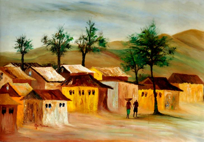 'Townscape II' - Pintura original de paisaje africano.
