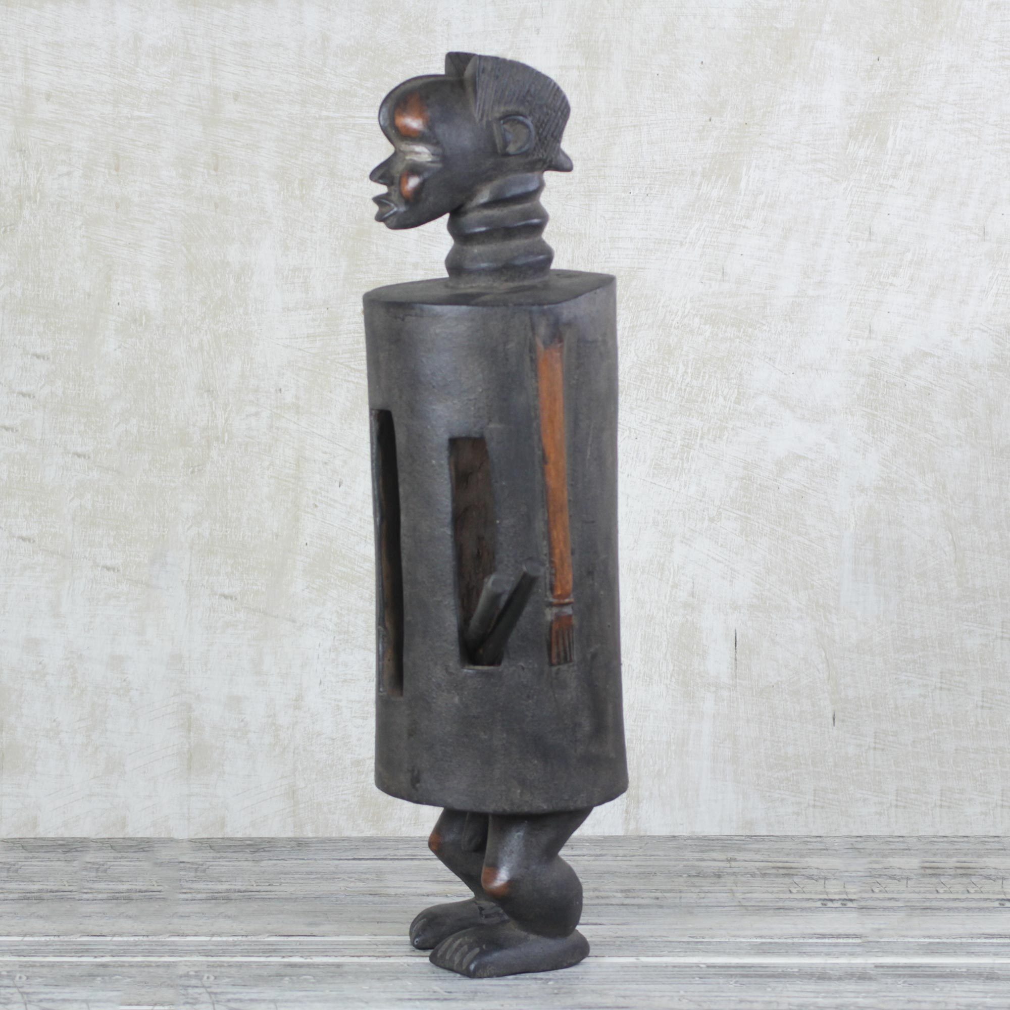 Wood Tambora Drum from Africa African Warrior NOVICA