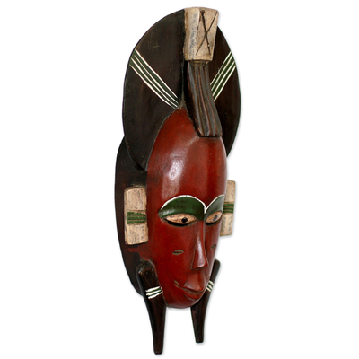 Malian wood mask, 'Senufo Proposal' - Hand Crafted African Malian Wood Mask