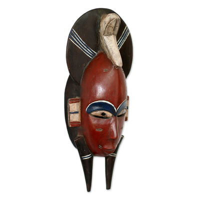 Malian wood mask, 'Senufo Monkey Mask' - African Wall Mask