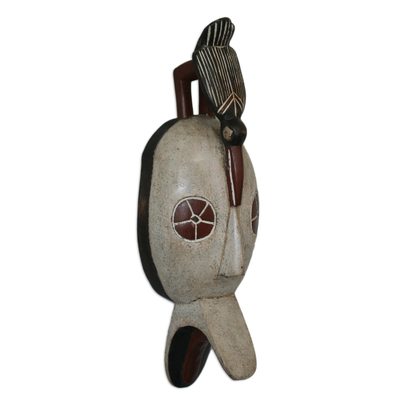 Malian wood mask, 'Lucky Senufo Hunter' - Hand Carved Wood Mask