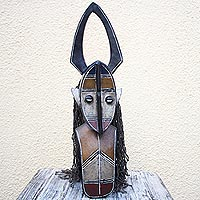 Africa Burkina Faso wood mask, 'Warrior Protector' - Hand Carved Burkina Faso Wood Mask