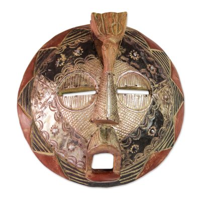 Ghanaian wood mask, 'Bulisa Bird Chief II' - African wood mask