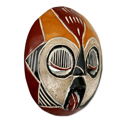 Ghanaian wood mask, 'Woman of Fire' - Fair Trade African Wood Mask