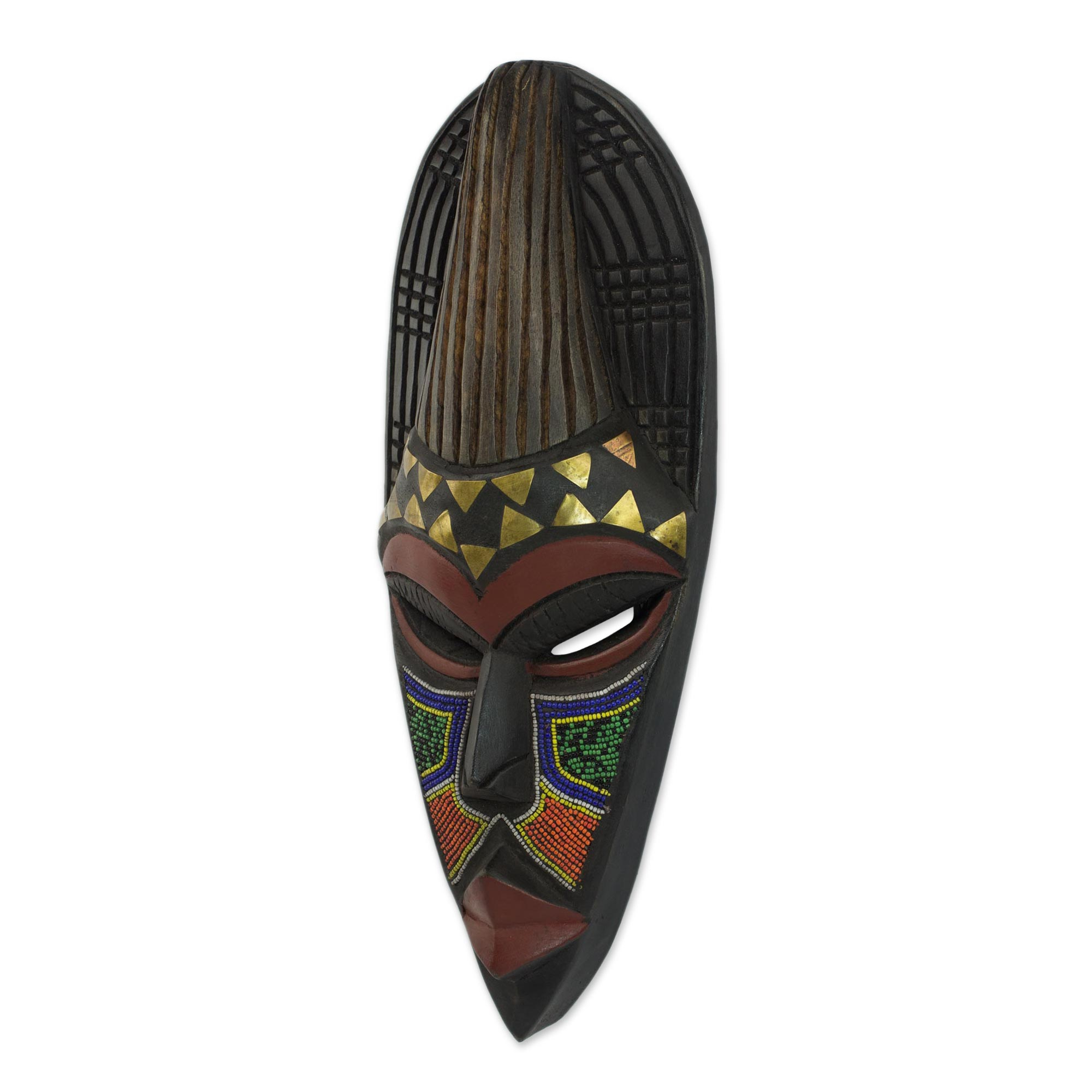 Hand Beaded Wood Mask from Africa - Remember Your Past | NOVICA