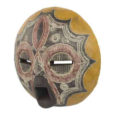 Africa wood mask, 'Fire' - African Wood Wall Mask