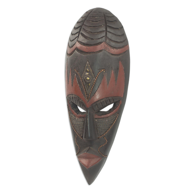 African wood mask, 'Ethiopian Spider' - Handcrafted Wood Mask