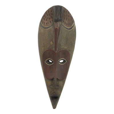 Ghanaian wood mask, 'Small Bird' - African wood mask