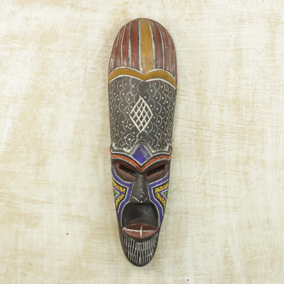 Nigerian wood mask, 'God's Bounty' - African Wood Mask