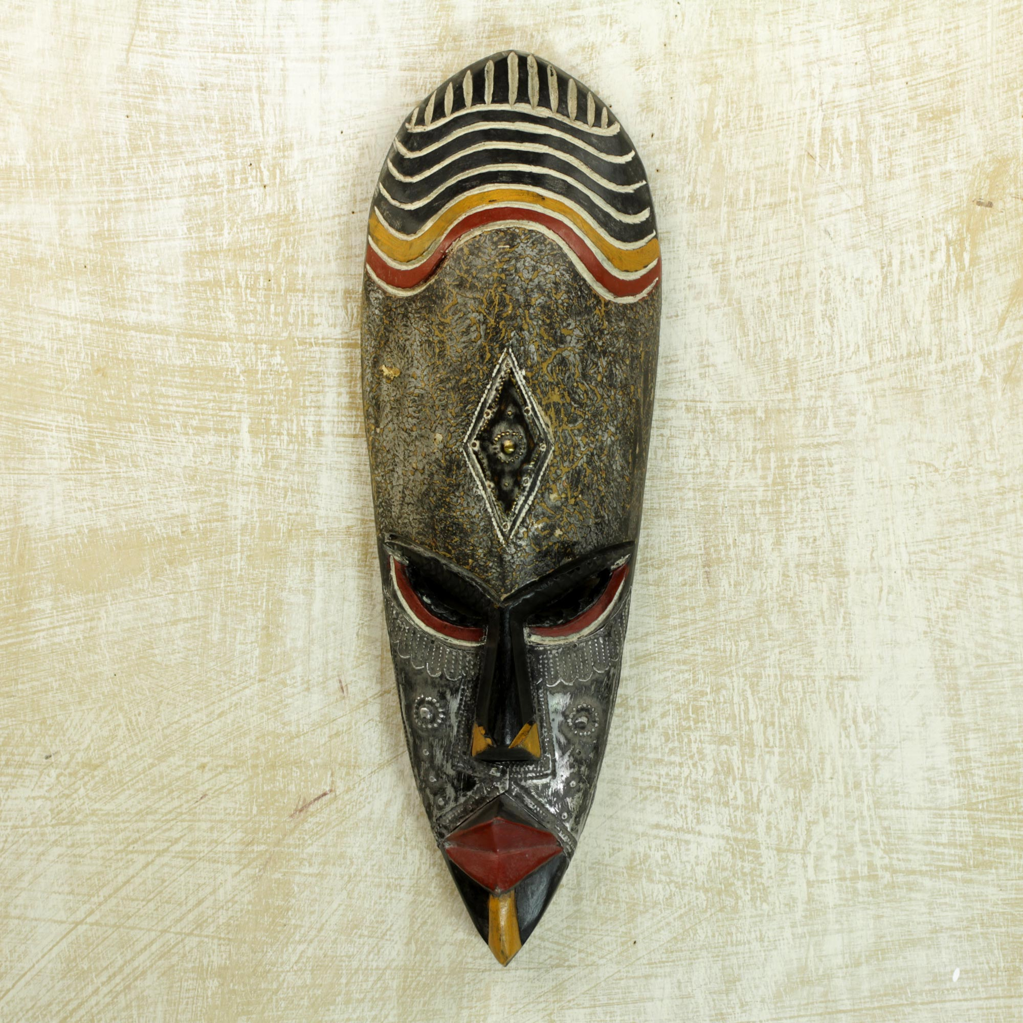 African Wood Wall Mask - Frightening | NOVICA