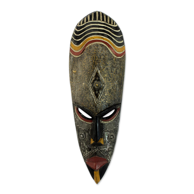 Ghanaian wood mask, 'Frightening' - African Wood Wall Mask