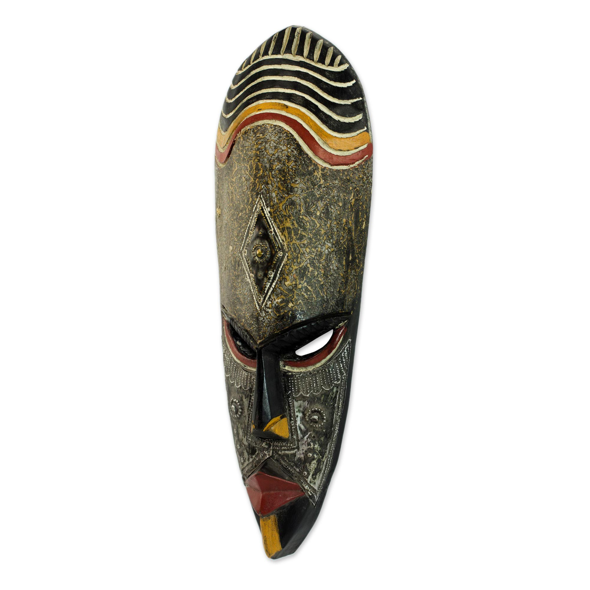 African Wood Wall Mask - Frightening | NOVICA