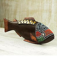 Wood sculpture, 'Rainbow Fish' - Artisan Crafted Wood Sculpture