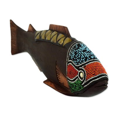 Wood sculpture, 'Rainbow Fish' - Artisan Crafted Wood Sculpture