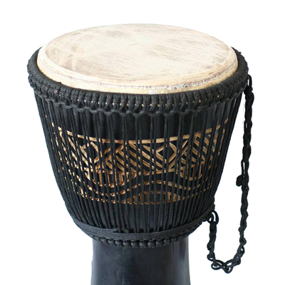 Wood djembe drum, 'Ultimate' - Wood Djembe Drum with Kente Symbols