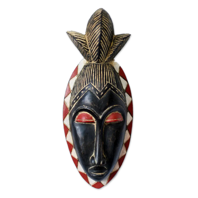 Ivoirian wood mask, 'Guro Ancestor' - Hand Crafted Ivory Coast Wood Mask
