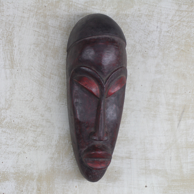 Yoruban wood African mask, 'Gelede Mourning' - African Carved Wood Mask