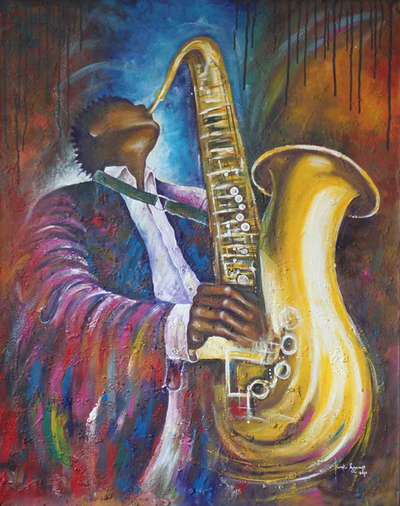 'Saxophonist' (2010) - expressionistische malerei