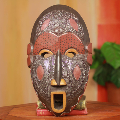 Máscara africana de madera de marfil - Máscara de madera de costa de marfil de comercio justo