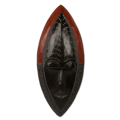 African wood mask, 'Be Patient' - Handcrafted African Wood Mask for Wall