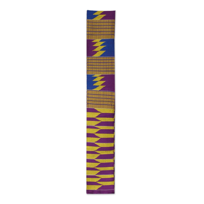 Cotton blend kente cloth scarf, 'God's Child' (4 inch width) - Cotton blend kente cloth scarf 4 inch